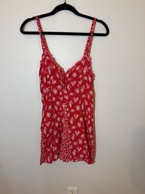 FREE PEOPLE | Red Floral Lace-Trim Slip